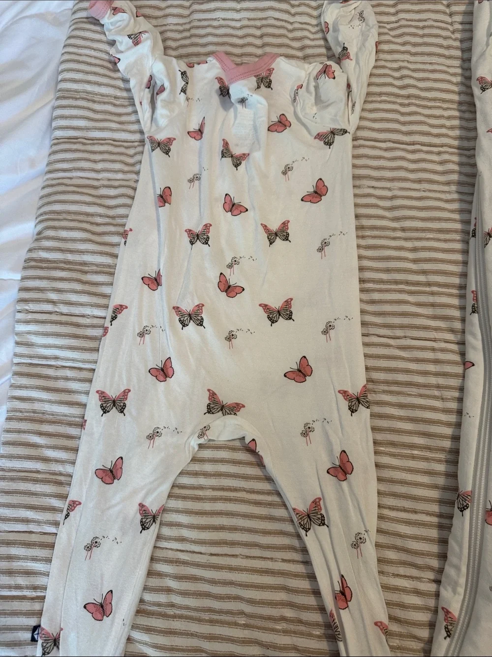 Kyte BABY White Sleep Sack & Footed pj with Pink Butterfly Print